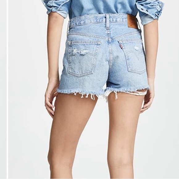 Levi’s 501 Distressed Light Wash Jean Shirts Size 29 - Picture 2 of 9